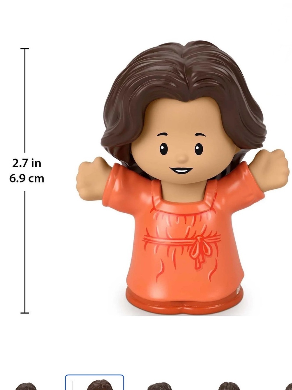 New Fisher-Price Little People Female Figure Mom Red Orange Dress Brown Hair - Picture 6 of 7